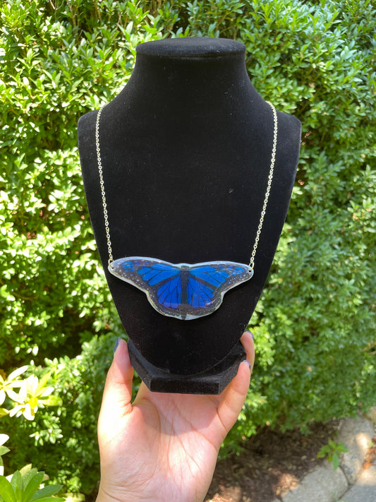 Blue Butterfly Statement Necklace